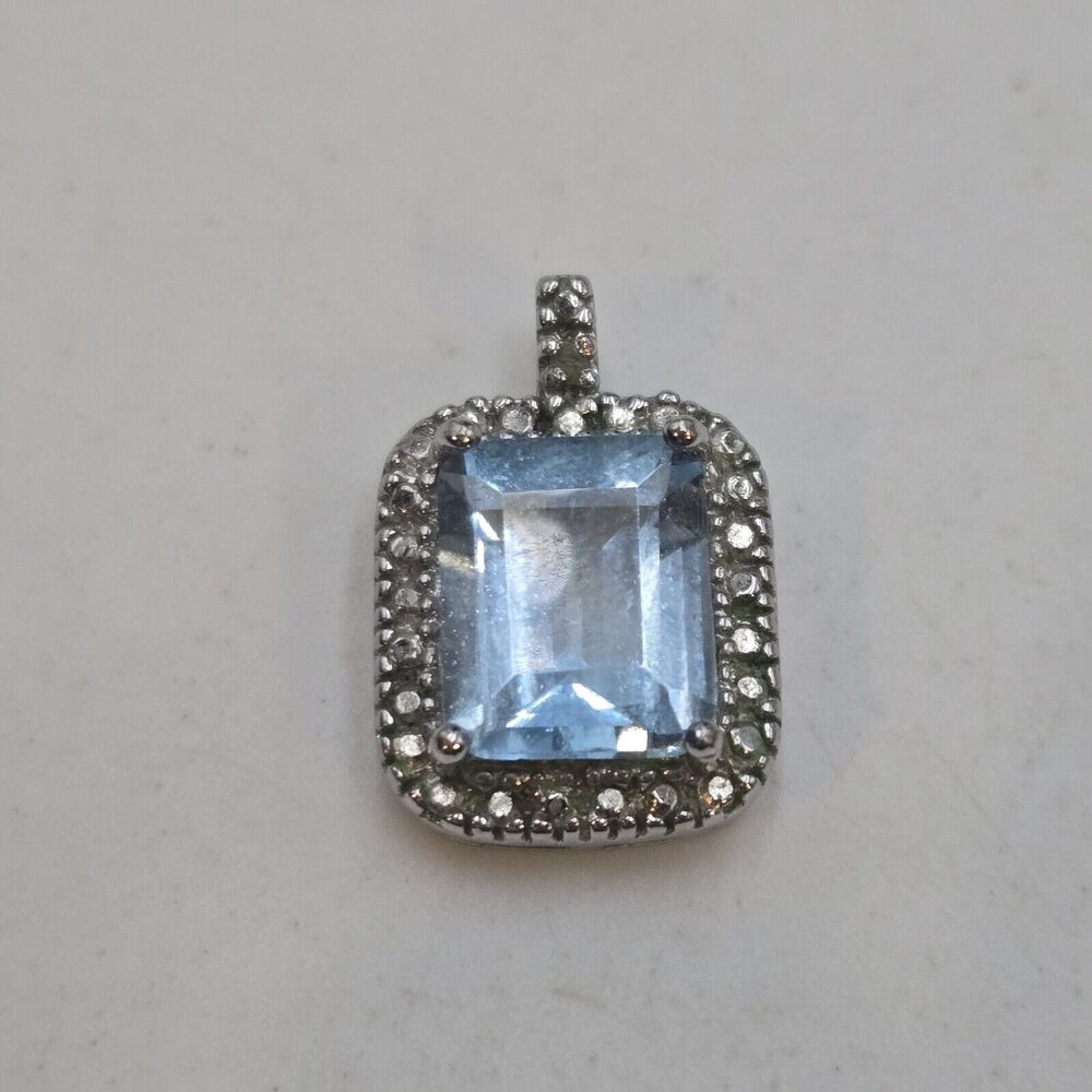 Designer DBJ DEE BERKLEY JEWELRY 925 Sterling Silver Blue Topaz Diamond Pendant